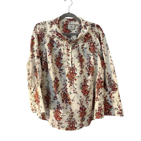 Tuckernut 100% Cotton Floral Blouse Glass Buttons NEW High Neck L Coquette Fairy - Picture 16 of 16